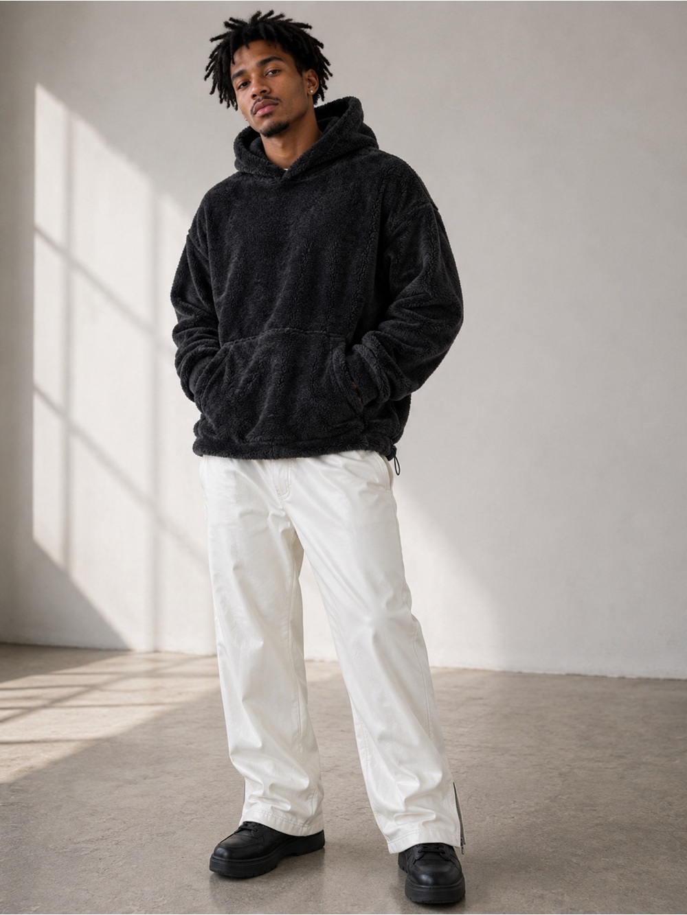 H&M fuzzy pullover hoodie large